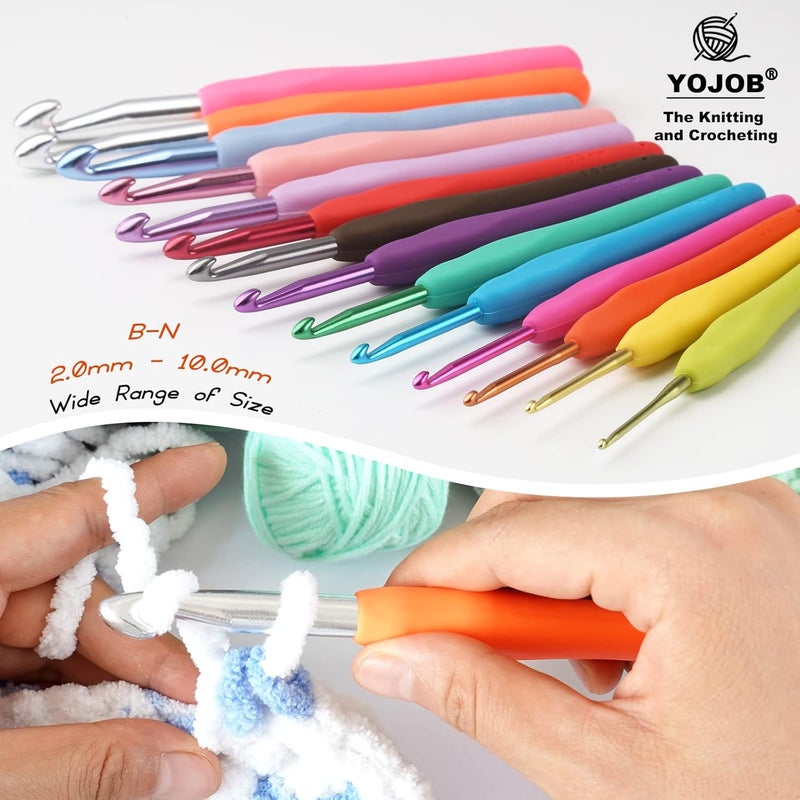 YOJOB 2Pack Size M / 9mm, N / 10mm Crochet Hooks, Super Smooth & Ergonomic for Beginner and Advanced (9.0mm, 10.0mm) - Image 5